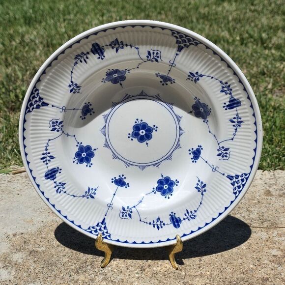 Vintage Mason Ironstone Denmark Blue and White Floral Deep Soup/pasta Plate Bowl - Picture 1 of 8